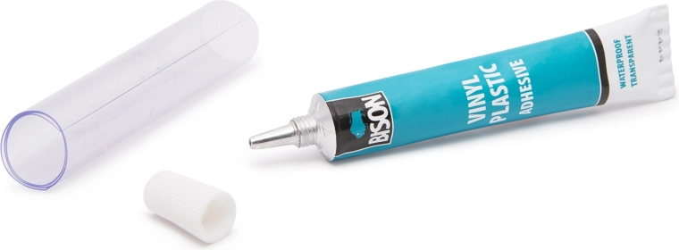 Transparenter wasserdichter Reparatursatz für Weichkunststoffe und Vinyl