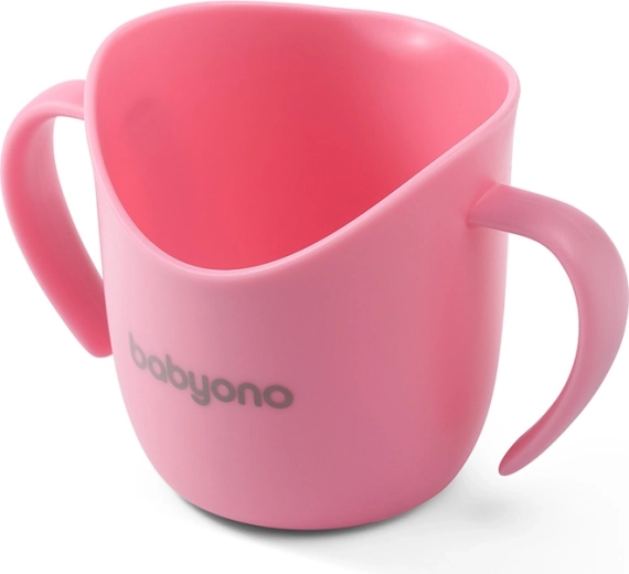 BabyOno ergonomischer Trainingsbecher mit Griffen 120 ml, rosa (ab 6 Monaten)