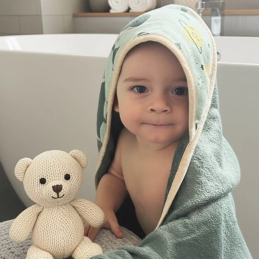 Kapuze für Wärme und Komfort nach dem Baden