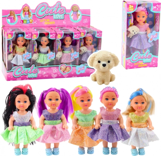 Mini-Puppe in Kleidchen mit Hündchen