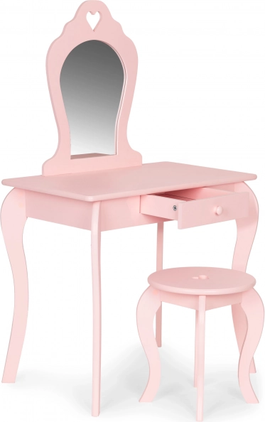 Großer hölzerner Kinderschminktisch mit Spiegel rosa ECOTOYS
