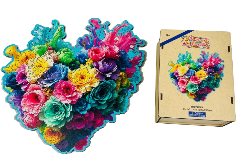 Holzpuzzle Blumenherz