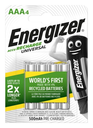 Energizer AAA wiederaufladbare Batterien 500 mAh, 4 Stk.