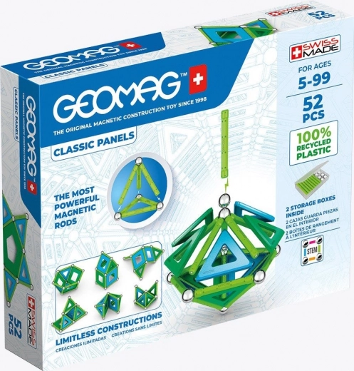 Magnetisches Konstruktionsset GEOMAG Classic Panels Recycled, 52 Teile