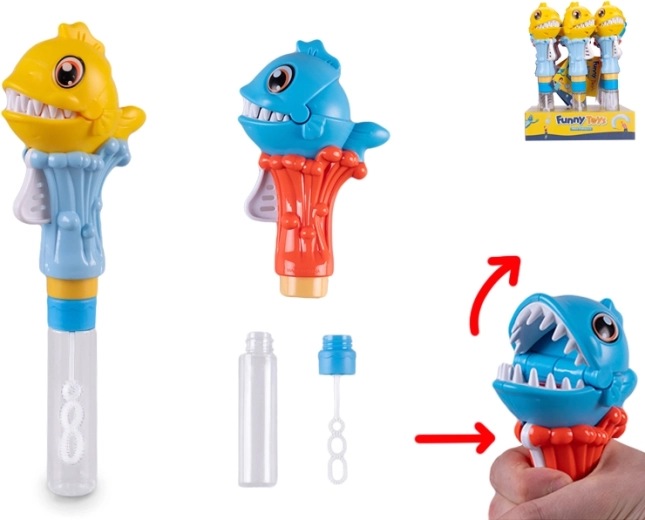 Seifenblasenstab mit Piranha und klappernden Zähnen 25 cm