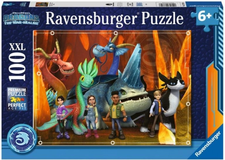 RAVENSBURGER Kinderpuzzle DRAGONS: DIE 9 WELTEN XXL 100 Teile