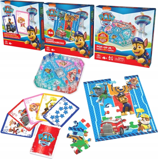 Paw Patrol 3-in-1: Pop-up Gesellschaftsspiel, Jumbo-Karten und Puzzle mit 24 Teilen