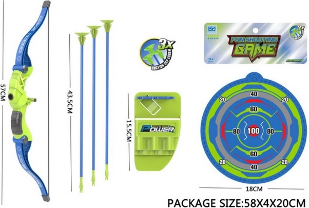 Blauer Bogen mit Pfeilen und Zielscheibe 57 cm