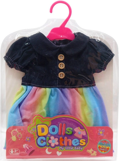 Kleidung für Puppe 35 cm – Regenbogenkleid mit Kleiderbügel