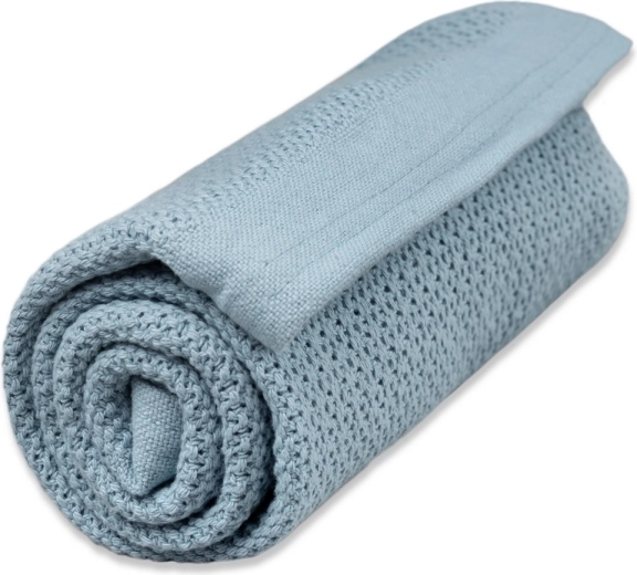 Vinter & Bloom Decke Soft Grid Organic dim blue