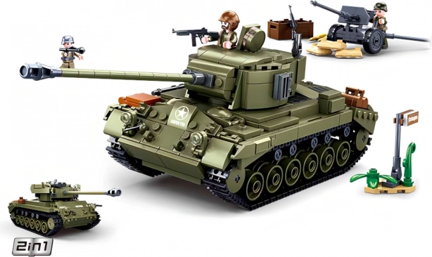 Sluban Army mittlerer Panzer 2-in-1 und Flugabwehrkanone Bausteine-Set