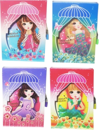 Farbiges Mädchentagebuch mit Schloss in Hardcover-Bindung