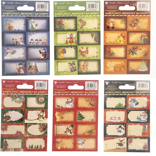 Namensschilder für Weihnachtsgeschenke 8 Stk. (Mix aus 6 Motiven)