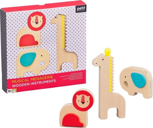 Petit Collage Musikalischer Tierzoo – Holz-Musikinstrumente für Kinder, 3-teilig