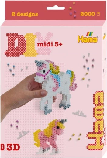 Hama MIDI Bügelperlen 3D-Einhörner, 2000 Stück