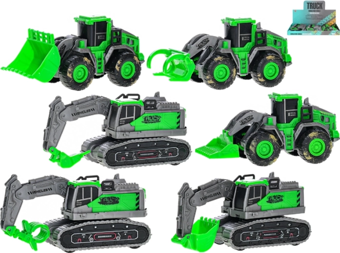 Grüne Baufahrzeuge mit Schwungrad 11,5 cm