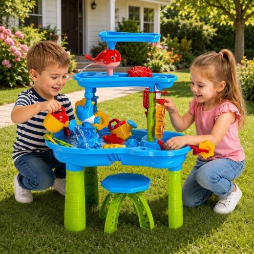 Bequemes Spielen dank beiliegendem Stühlchen