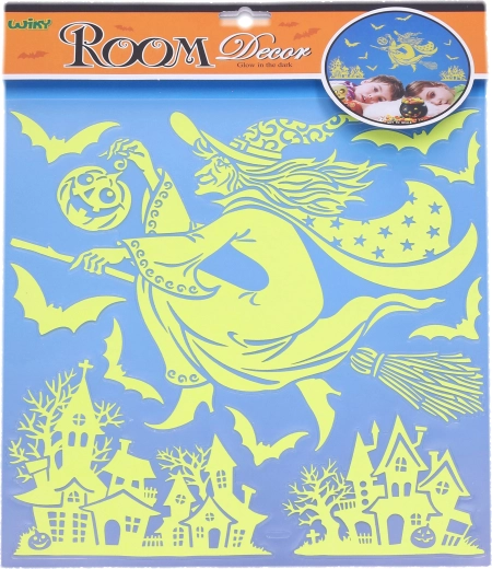 Leuchtende Wandaufkleber Hexe Halloween 38 × 31 cm