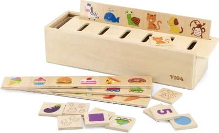 Holzsortierer zum Lernen VIGA – Tiere, Obst, Gemüse und Formen Montessori