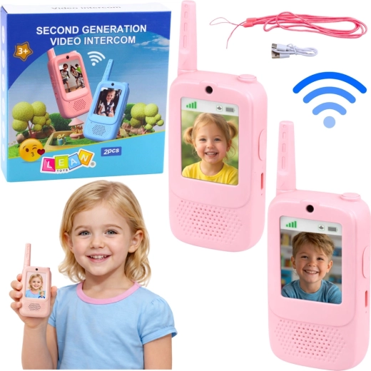 Kinder-Walkie-Talkies in Rosa mit Videotelefonie, Kamera und Aufnahme