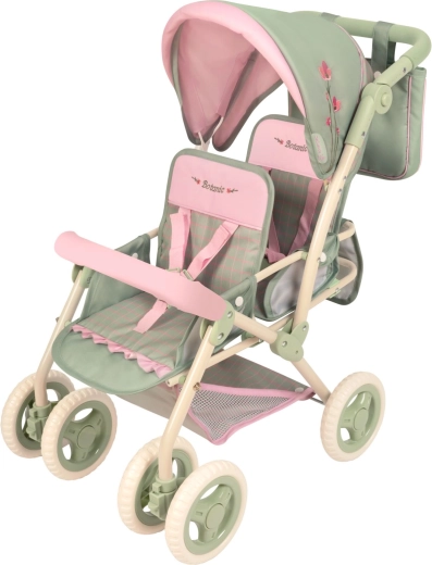 DeCuevas klappbarer Puppenwagen für Zwillingspuppen mit Tasche Botanic 2026 – 72 cm