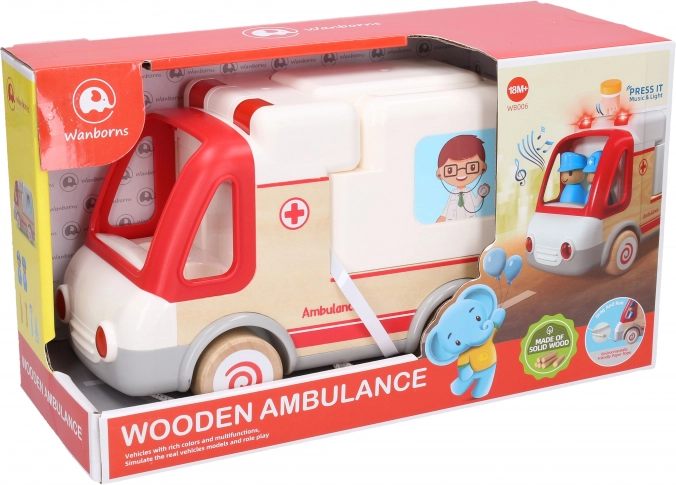 Krankenwagen mit Effekten - Holz und Kunststoff 21 cm