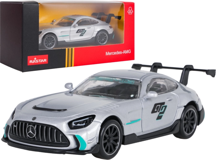 Metallmodell Mercedes-AMG GT2 RASTAR im Maßstab 1:43, silberfarben