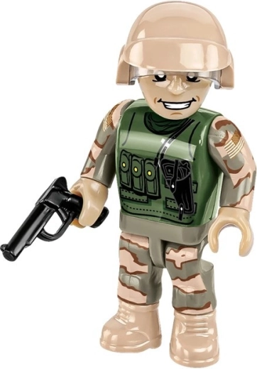 Minifigur des Panzersoldaten und Sammler-Namensschild