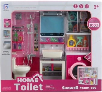 Badezimmer-Set mit Waschmaschine und beleuchtetem Spiegel