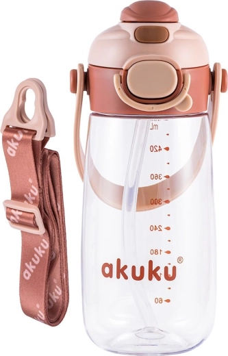 Schulflasche mit Strohhalm Akuku 480 ml mocha