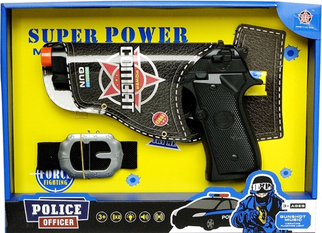 PLEJO Polizeipistole mit Gürtel – Spielset für kleine Polizistinnen und Polizisten