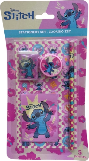 Fünfteiliges Schreibset Lilo & Stitch in Rosa