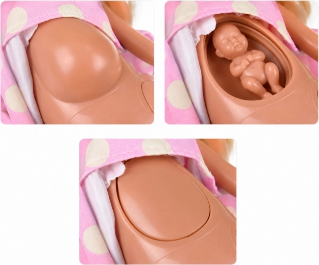 Drehbarer Bauch der Mama mit Baby im Inneren