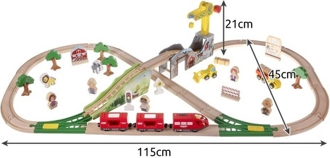 Große Bahnstrecke und spielerisches Zubehör