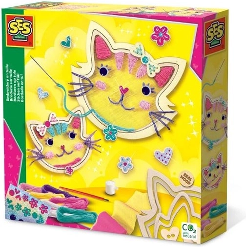 SES Sticken auf Tüll – Katzen-Kreativset