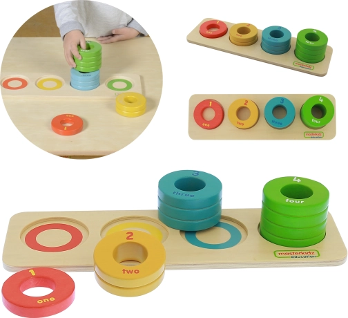 Masterkidz Holzsortierer für bunte Ringe Montessori