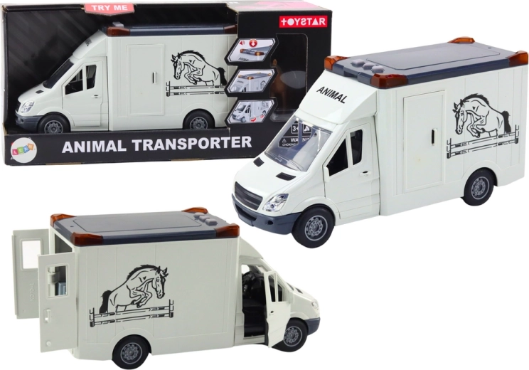 Pferdetransporter mit Türen, Licht- und Soundeffekten, weiß