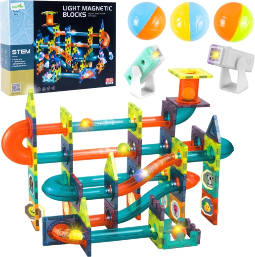 Magnetisches 3D-Konstruktionsset mit Licht, 110 Teile