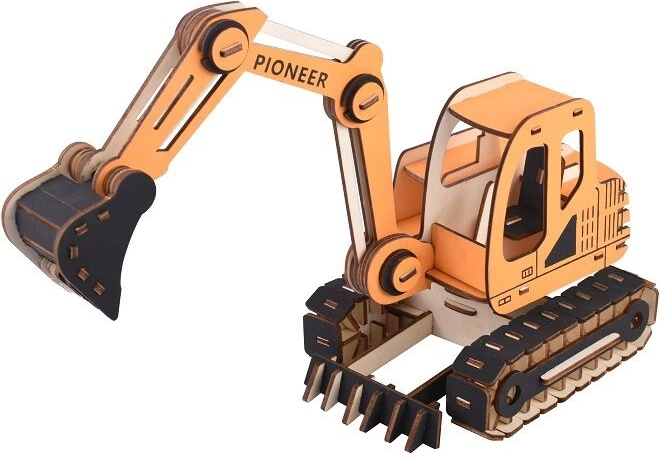 Woodcraft Holz 3D-Puzzle Bagger orange