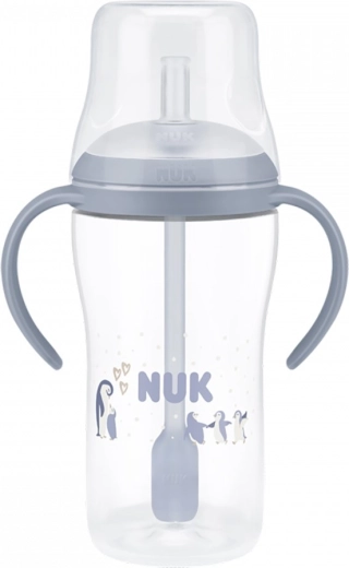 NUK Perfect Match Trinklernflasche mit Silikon-Strohhalm PENGUIN 260 ml