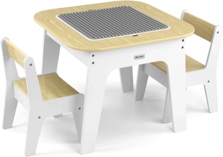Milly Mally Olaf Blocks Kindertisch mit zwei Stühlen White