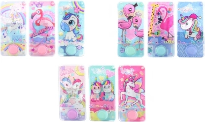 Kinder Wasserspiel mit Einhorn- und Flamingo-Motiv