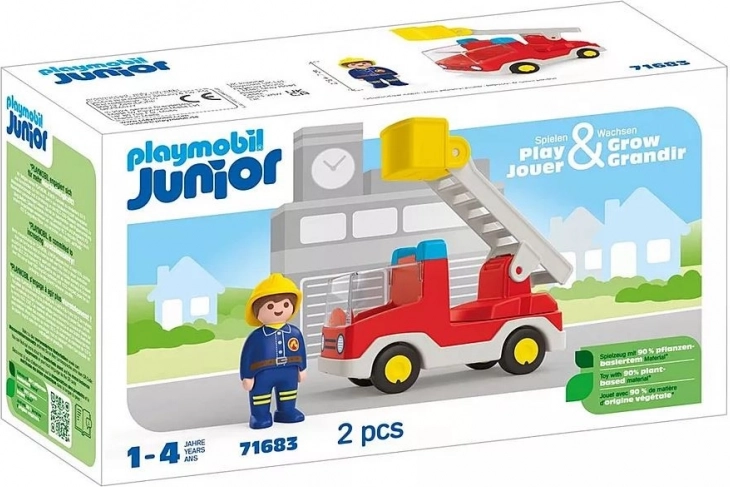 Feuerwehrfahrzeug mit drehbarer Leiter – Set mit Figur