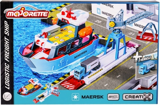 Majorette Logistikhafen MAERSK mit Frachtschiff und Fahrzeug