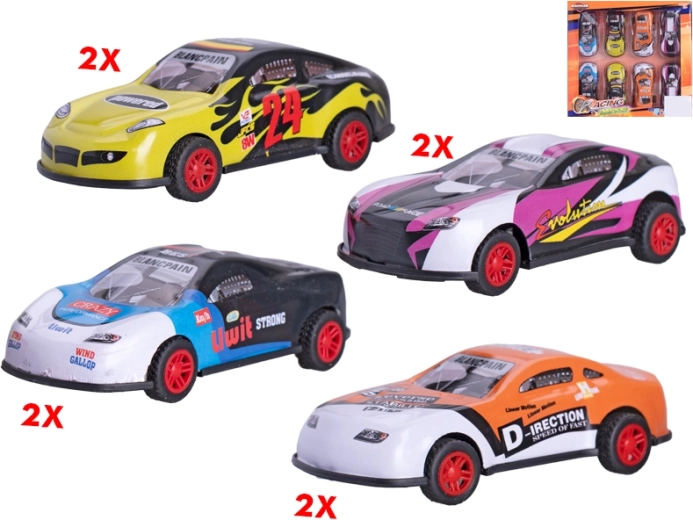 Set aus Sportspielzeugautos mit Aufziehmotor 8,5 cm, 8 Stk.