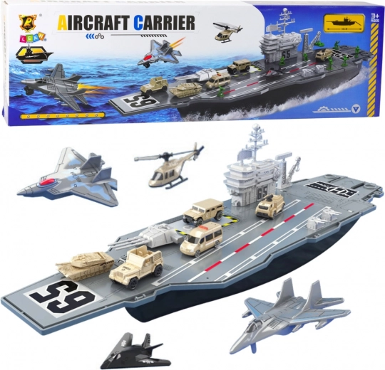 Großer Militärflugzeugträger mit Panzern und Flugzeugen 70cm