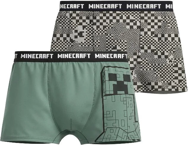 Minecraft Jungen-Boxershorts grün-grau (Duo-Pack 2 Stk.)