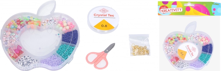 Perlenset mit Faden und Schere Apfel