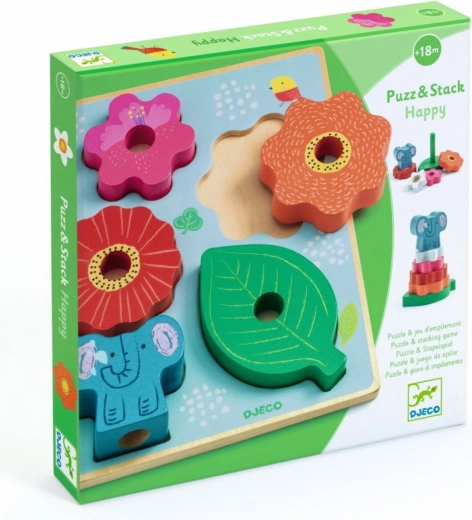 Holzpuzzle und Aufkleber Happy Djeco