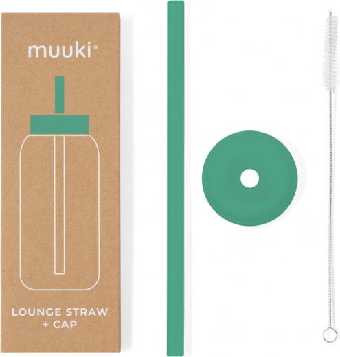 MUUKI Lounge Trinkhalm und Deckel in mattem Grün